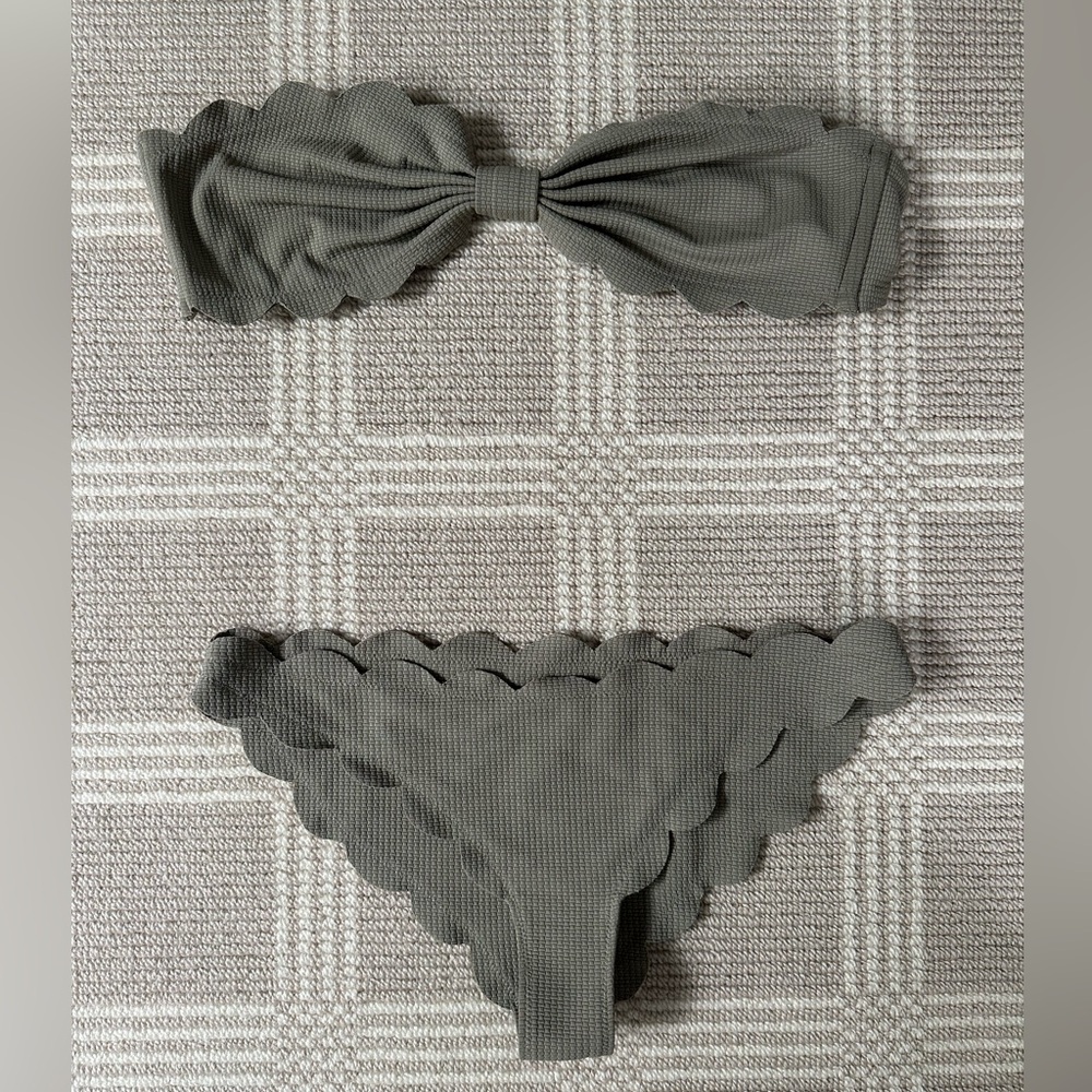 Marysia Swim Scalloped Bikini Set Bathing Suit taupe size medium